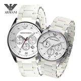 Emporio Armani Sport Chronograph White Dial White Silicone Strap Watch For Men - AR5859