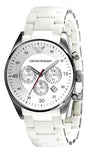 Emporio Armani Sport Chronograph White Dial White Silicone Strap Watch For Men - AR5859