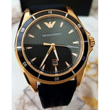 Emporio Armani Sport Quartz Black Dial Black Rubber Strap Watch For Men - AR11101