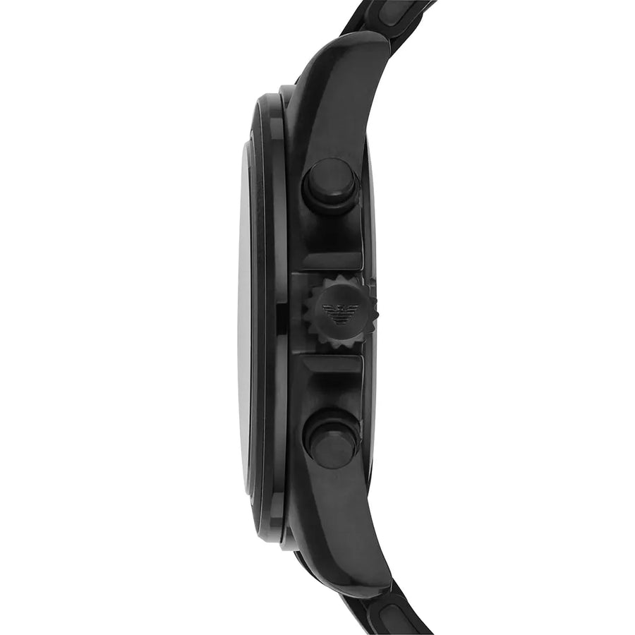 Emporio Armani Sportivo Chronograph Black Dial Black Silicone Strap Watch For Men - AR6092