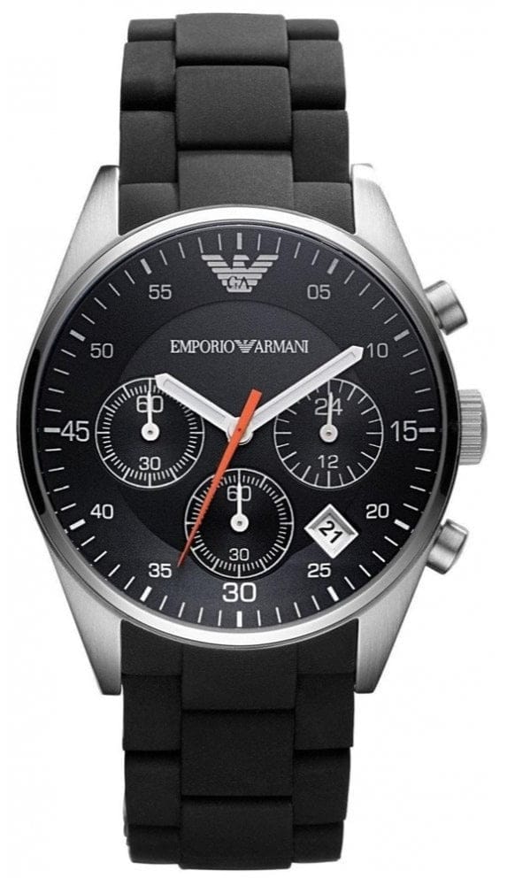 Emporio Armani Sportivo Chronograph Black Dial Black Strap Watch For Men - AR5858