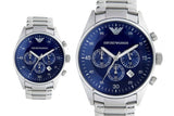Emporio Armani Sportivo Chronograph Blue Dial Silver Steel Strap Watch For Men - AR5860