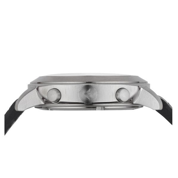 Emporio Armani Sportivo Chronograph Silver Dial Black Leather Strap Watch For Men - AR6054