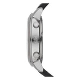 Emporio Armani Sportivo Chronograph Silver Dial Black Leather Strap Watch For Men - AR6054