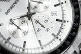 Emporio Armani Sportivo Chronograph Silver Dial Silver Steel Strap Watch For Men - AR6073