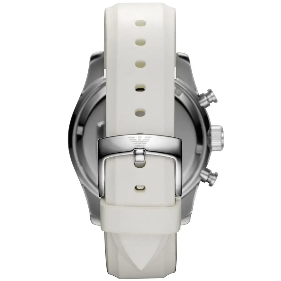 Emporio Armani Sportivo Chronograph White Dial White Rubber Strap Watch for Men - AR5947