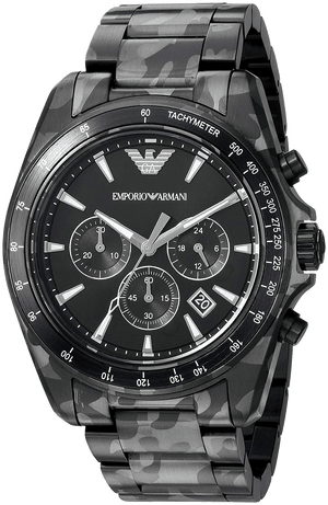 Emporio Armani Sportivo Quartz Black Dial Black Steel Strap Watch For Men - AR11027