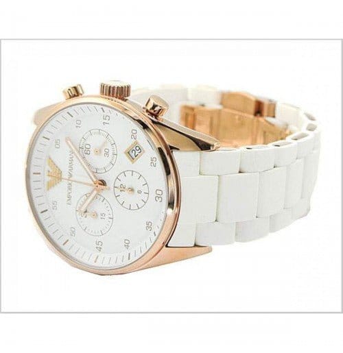 Emporio Armani Sportivo Silver Dial White Silicone Strap Watch For Women - AR5920