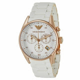 Emporio Armani Sportivo Silver Dial White Silicone Strap Watch For Women - AR5920