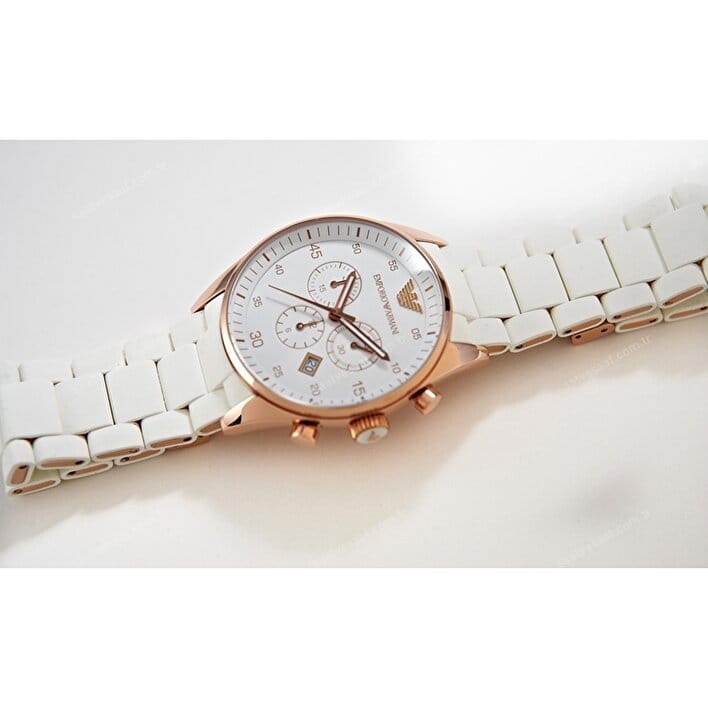 Emporio Armani Sportivo White Dial White Rubber Strap Watch For Men - AR5919