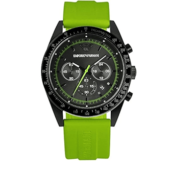 Emporio Armani Sports Analog Black Dial Green Rubber Strap Watch For Men - AR6115