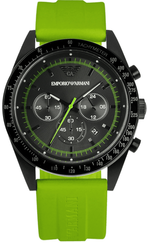 Emporio Armani Sports Analog Black Dial Green Rubber Strap Watch For Men - AR6115