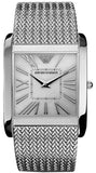 Emporio Armani Super Slim Quartz White Dial Silver Mesh Bracelet Watch For Women - AR2015