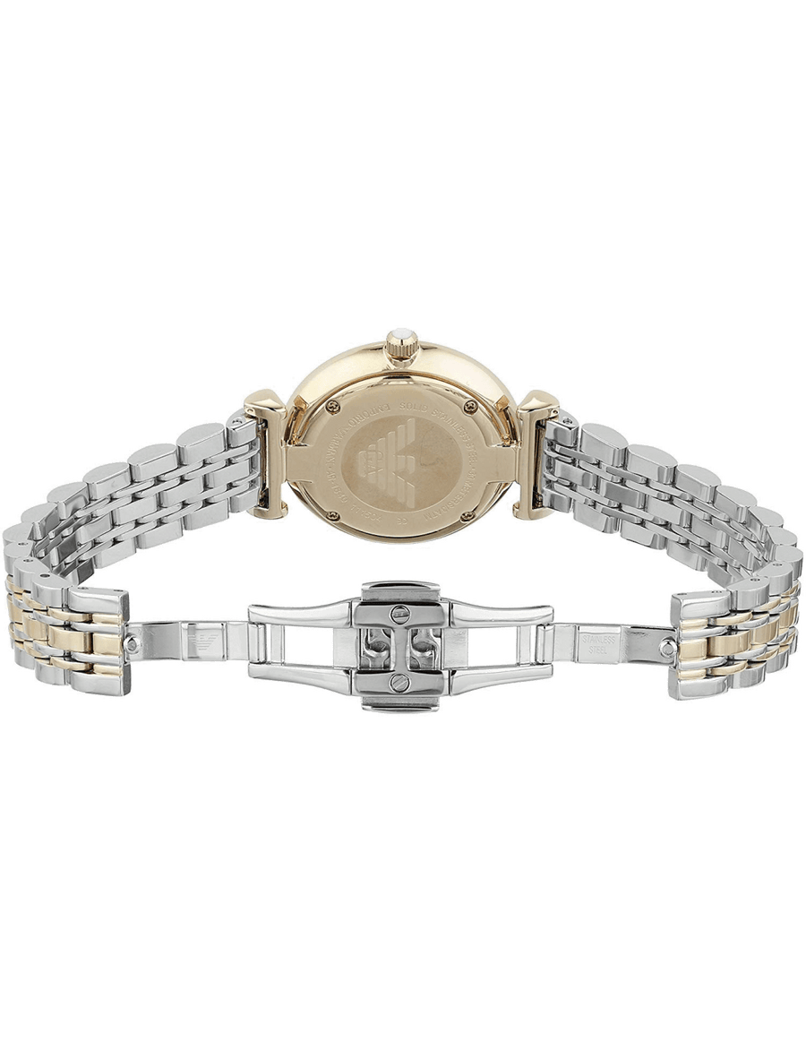 Emporio Armani T Bar Gianni Classic Mother Of Pearl Dial Two Tone Steel Strap Watch For Women - AR1683
