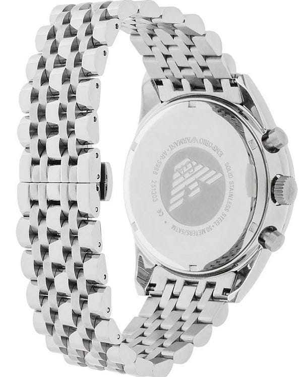 Emporio Armani Tazio Chronograph Black Dial Silver Steel Strap Watch For Men - AR5988