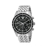 Emporio Armani Tazio Chronograph Black Dial Silver Steel Strap Watch For Men - AR5988