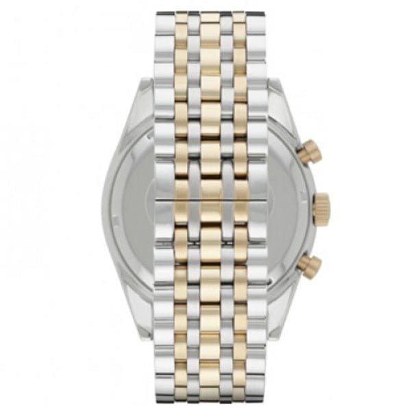 Emporio Armani Tazio Chronograph Blue Dial Gold & Silver Stainless Steel Strap Watch For Men - AR8030