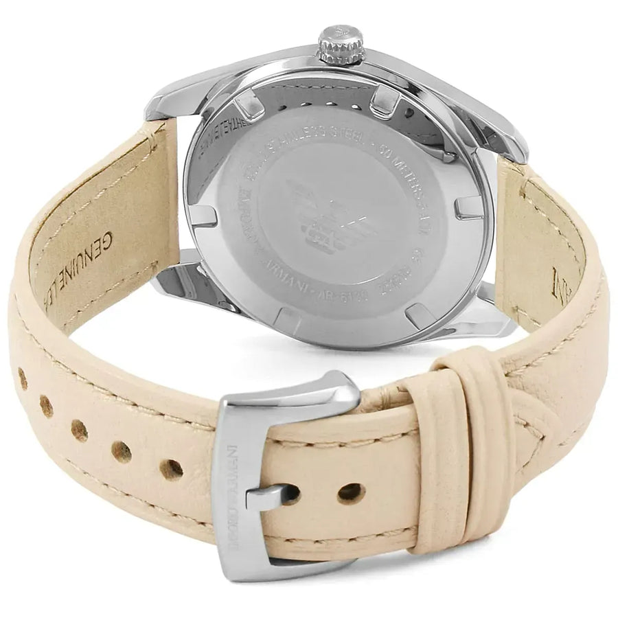 Emporio Armani Tazio Mother of Pearl Dial Pink Leather Strap Watch for Women - AR6133