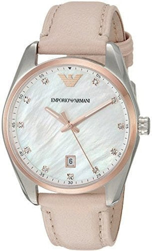 Emporio Armani Tazio Mother of Pearl Dial Pink Leather Strap Watch for Women - AR6133