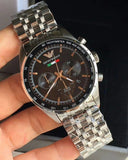 Emporio Armani Team Italia Chronograph Black Dial Silver Steel Strap Watch For Men - AR5983