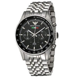 Emporio Armani Team Italia Chronograph Black Dial Silver Steel Strap Watch For Men - AR5983