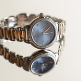 Emporio Armani Three Hand Blue Dial Two Tone Steel Strap Watch for Women - AR11597