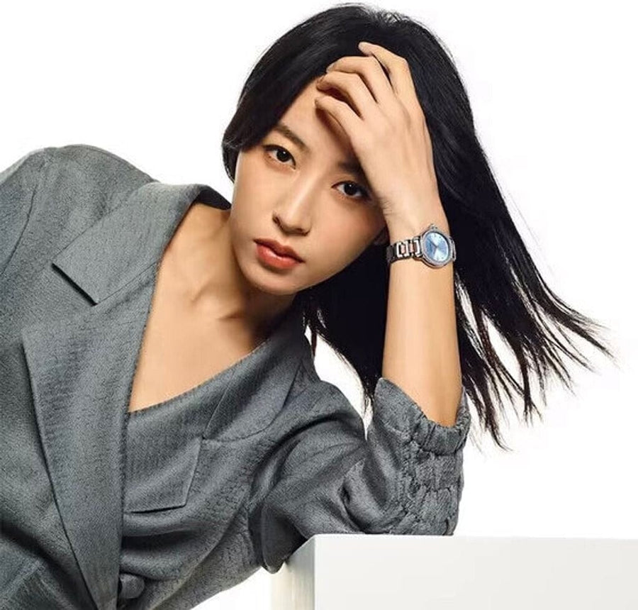 Emporio Armani Three Hand Blue Dial Two Tone Steel Strap Watch for Women - AR11597