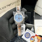 Emporio Armani Three Hand Blue Dial Two Tone Steel Strap Watch for Women - AR11597