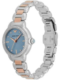 Emporio Armani Three Hand Blue Dial Two Tone Steel Strap Watch for Women - AR11597