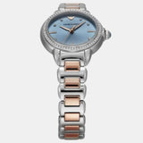 Emporio Armani Three Hand Blue Dial Two Tone Steel Strap Watch for Women - AR11597