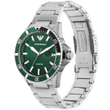 Emporio Armani Three Hand Green Dial Silver Steel Strap Watch For Men - AR11338