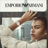 Emporio Armani Three Hand Quartz Mother of Pearl Dial Two Tone Steel Strap Watch For Women - AR11569