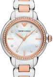 Emporio Armani Three Hand Quartz Mother of Pearl Dial Two Tone Steel Strap Watch For Women - AR11569