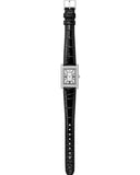 Emporio Armani Two Hand Crystals Silver Dial Black Leather Strap Watch for Women - AR11623