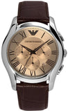 Emporio Armani Valente Chronograph Brown Dial Brown Leather Strap Watch For Men - AR1785