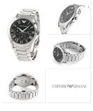 Emporio Armani Valente Chronograph Quartz Black Dial Silver Steel Strap Watch For Men - AR11083