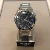Emporio Armani Valente Chronograph Quartz Black Dial Silver Steel Strap Watch For Men - AR11083