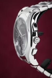 Emporio Armani Valente Chronograph Quartz Black Dial Silver Steel Strap Watch For Men - AR11083