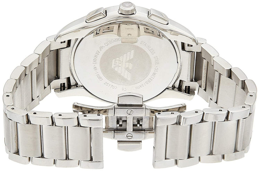 Emporio Armani Valente Chronograph Quartz Black Dial Silver Steel Strap Watch For Men - AR11083