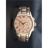 Emporio Armani Valente Chronograph Rose Gold Dial Rose Gold Steel Strap Watch For Men - AR0365