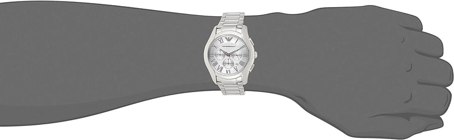 Emporio Armani Valente Chronograph Silver Dial Silver Steel Strap Watch For Men - AR11081