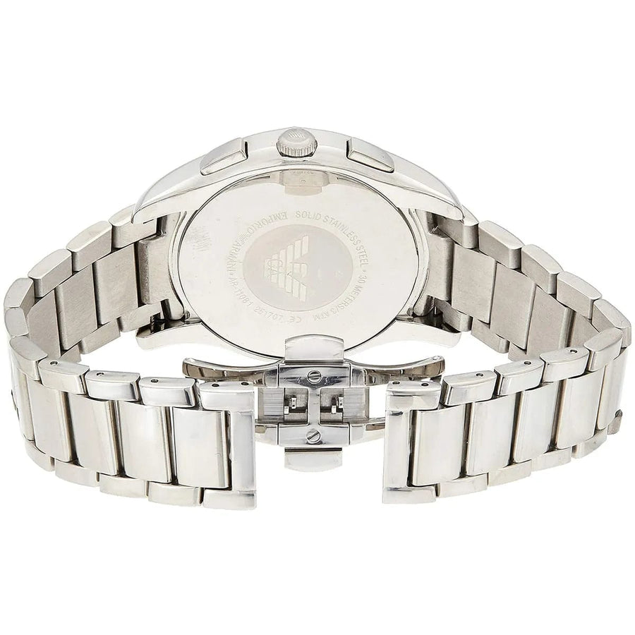 Emporio Armani Valente Chronograph Silver Dial Silver Steel Strap Watch For Men - AR11081