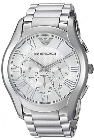 Emporio Armani Valente Chronograph Silver Dial Silver Steel Strap Watch For Men - AR11081
