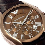 Emporio Armani Valente Classic Brown Dial Brown Leather Strap Watch For Men - AR1609