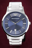 Emporio Armani Valente Quartz Blue Dial Silver Steel Strap Watch For Men - AR11085