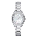 Emporio Armani Valeria Quartz Mother of Pearl Dial Silver Steel Strap Watch For Women - AR11030