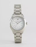 Emporio Armani Valeria Quartz Mother of Pearl Dial Silver Steel Strap Watch For Women - AR11030