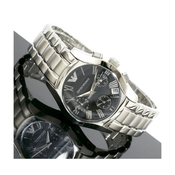 Emporio Armani Velente Chronograph Black Dial Silver Steel Strap Watch For Women - AR0674