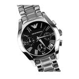Emporio Armani Velente Chronograph Black Dial Silver Steel Strap Watch For Women - AR0674