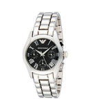 Emporio Armani Velente Chronograph Black Dial Silver Steel Strap Watch For Women - AR0674